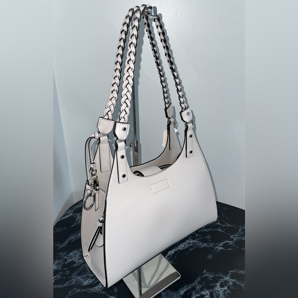 CALVIN KLEIN Shelly Novelty Satchel Women’s Leather Bag Dove Gray AUTHENTIC NEW - Picture 13 of 14